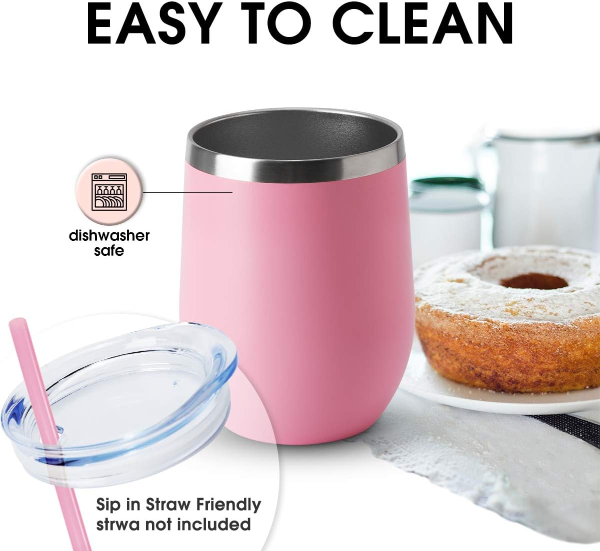 Stainless Steel Tumbler with Clear Lid