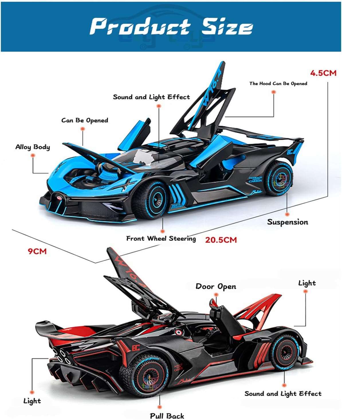 Bugatti Bolide Diecast Toy Car - Miniature Model for Kids
