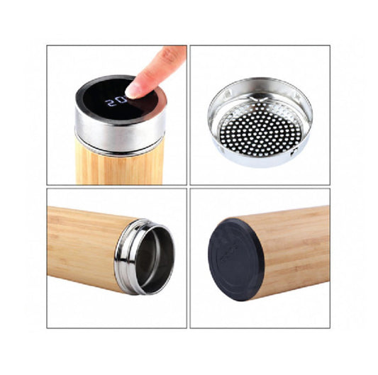 Vacuum Bamboo Flask With Temperature Display Lid