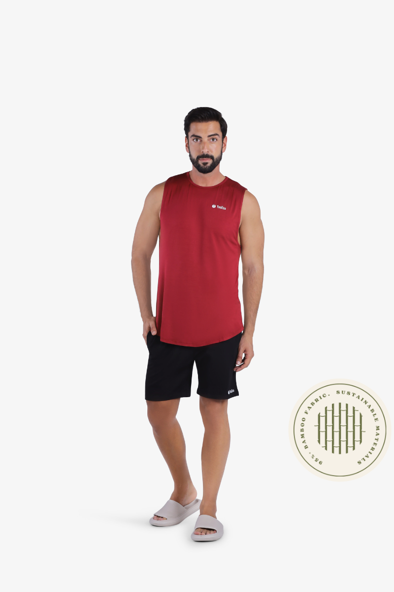 YesEco Men’s Burgundy Athleisure Tank Top – Ultra-Soft & Sustainable