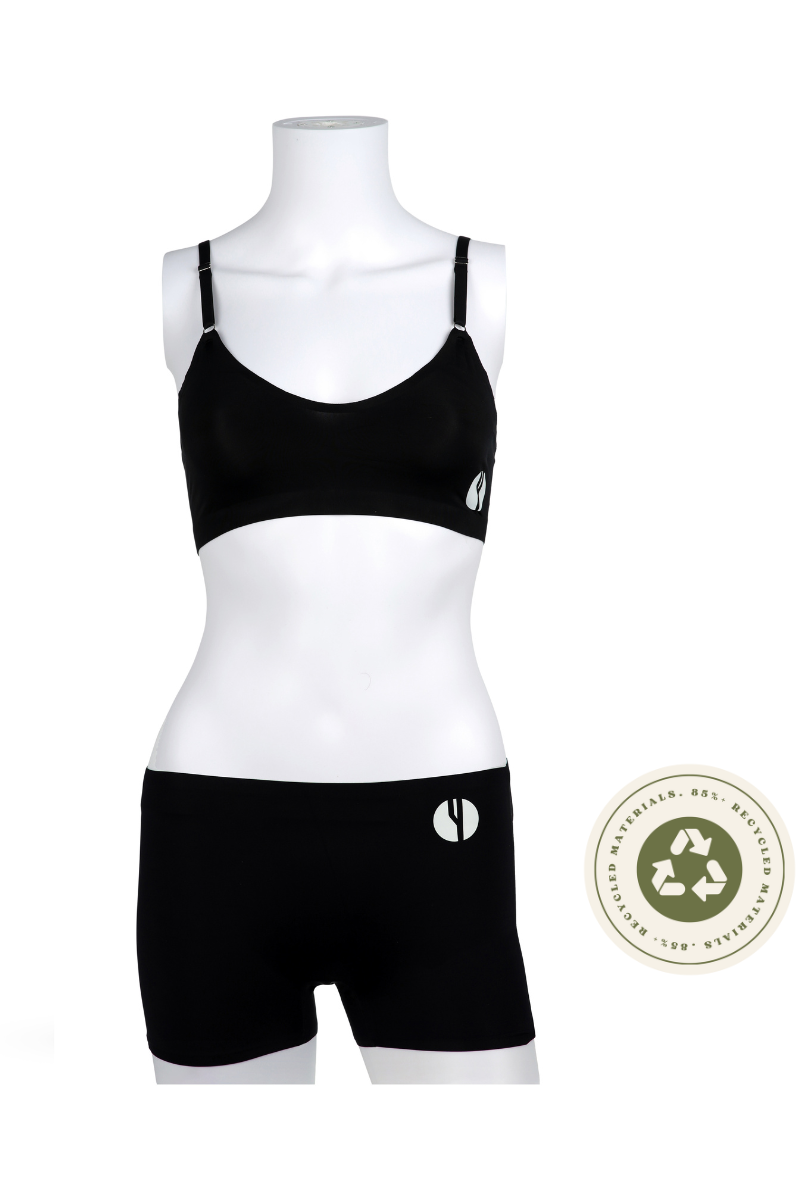 YesEco Women's Innerwear Bra & Boxer Set - Black