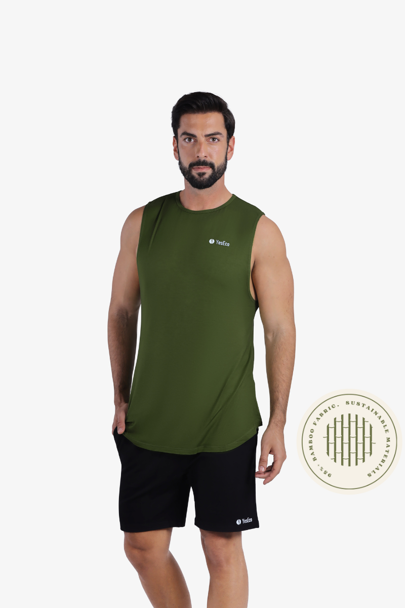 YesEco Men’s Olive Athleisure Tank Top – Ultra-Soft & Sustainable
