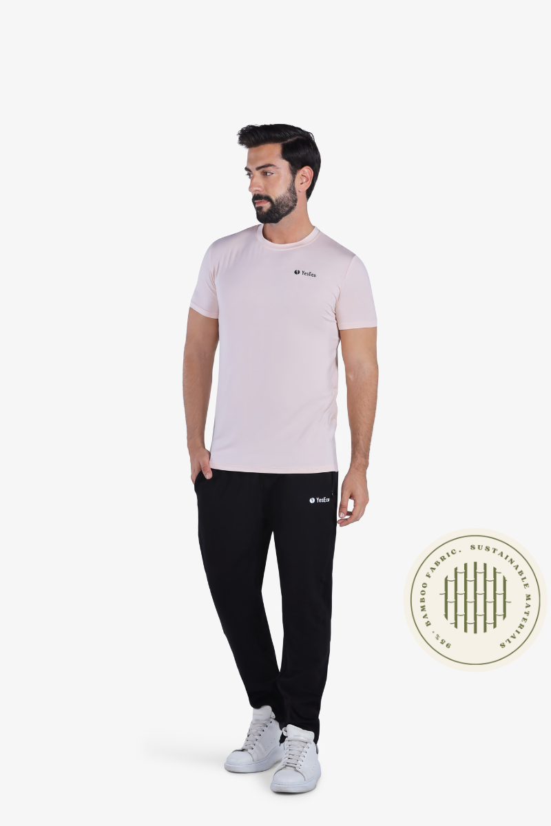 YesEco Men’s Pink Athleisure T-Shirt – Ultra-Soft & Sustainable