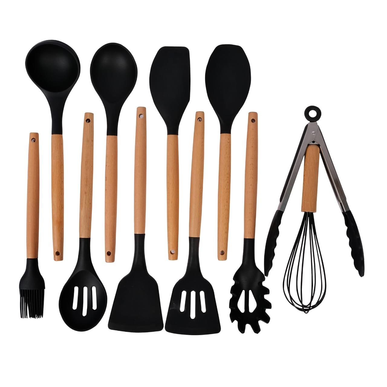 Kitchen Tools - Cooking Spoon Set with Wooden Handle 12 Pcs