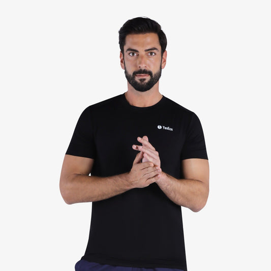 YesEco Men’s Black Athleisure T-Shirt – Ultra-Soft & Sustainable