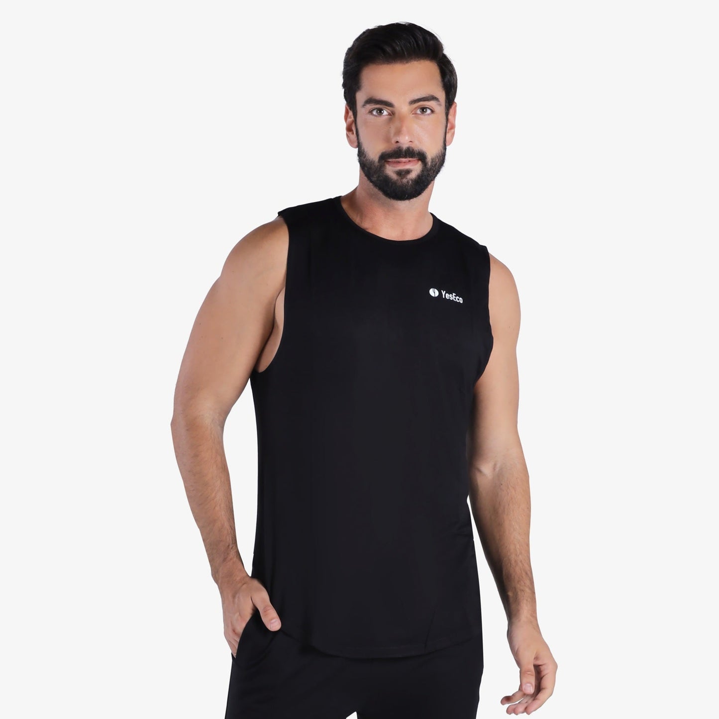 YesEco Men’s Black Athleisure Tank Top – Ultra-Soft & Sustainable