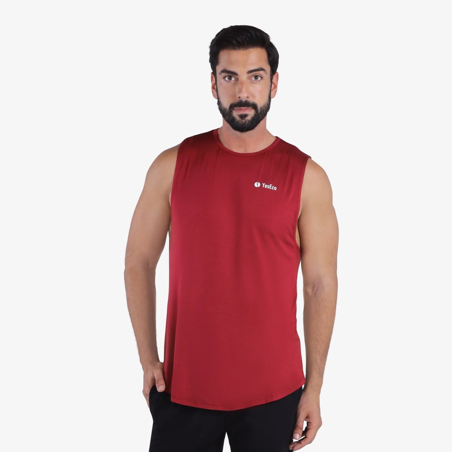 YesEco Men’s Burgundy Athleisure Tank Top – Ultra-Soft & Sustainable