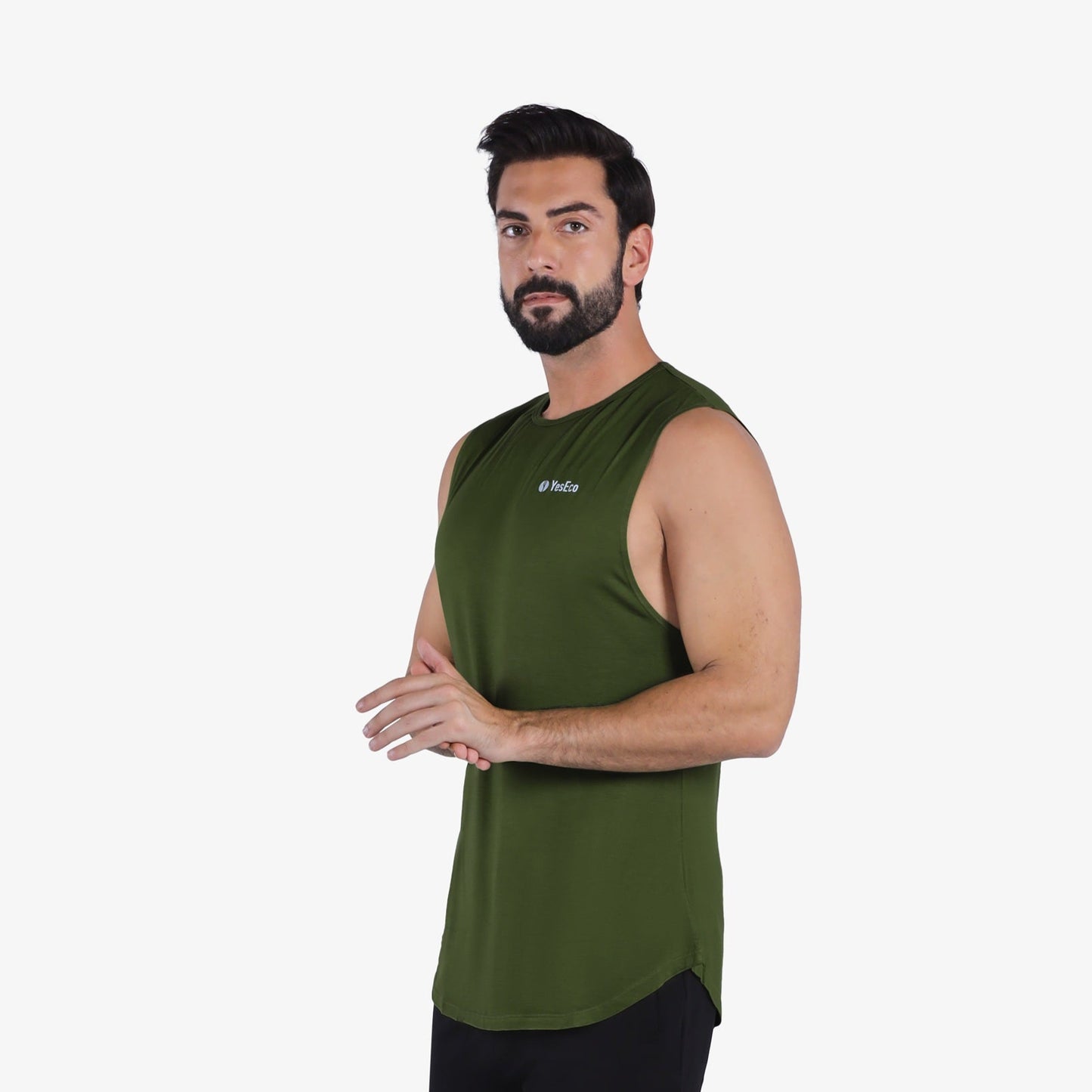 YesEco Men’s Olive Athleisure Tank Top – Ultra-Soft & Sustainable
