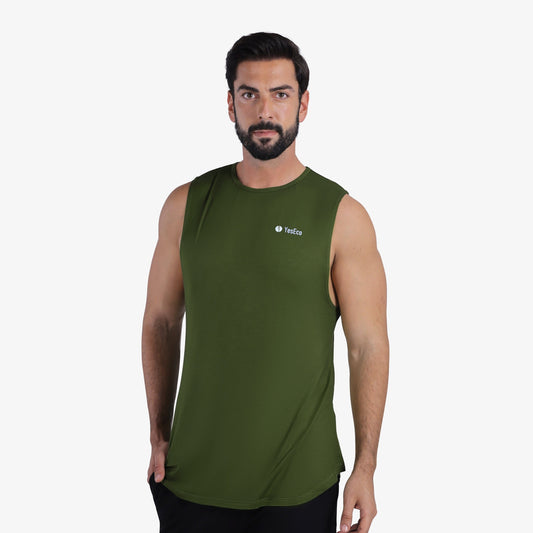 YesEco Men’s Olive Athleisure Tank Top – Ultra-Soft & Sustainable