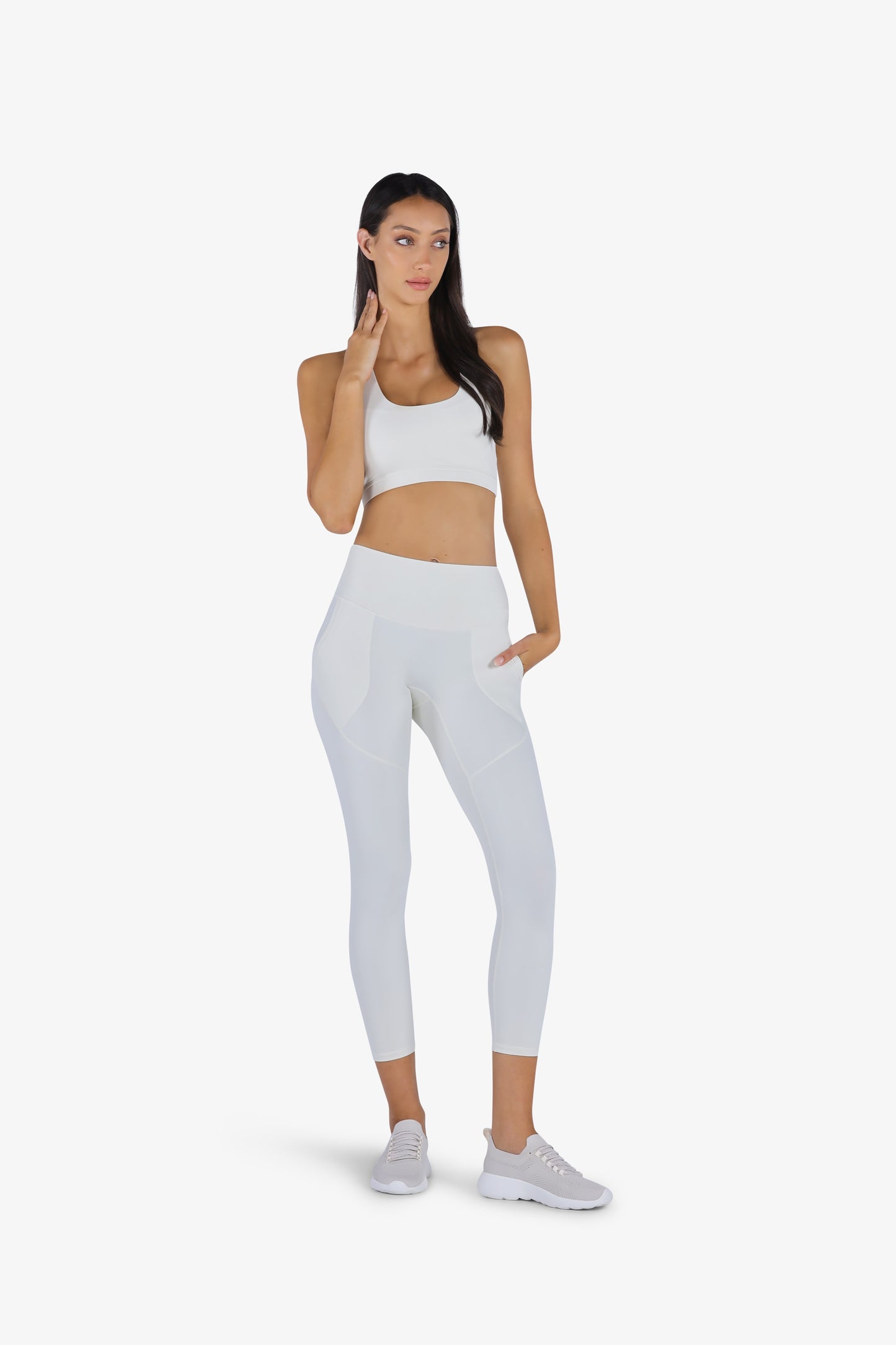 YesEco Women's Active Wear Set of Bra & Legging Pants White