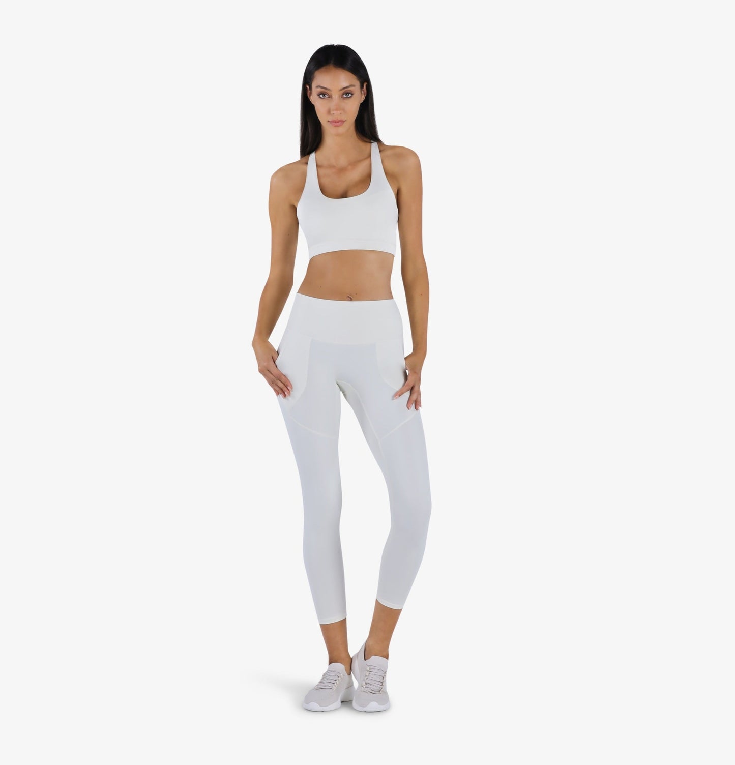 YesEco Women's Active Wear Set of Bra & Legging Pants White