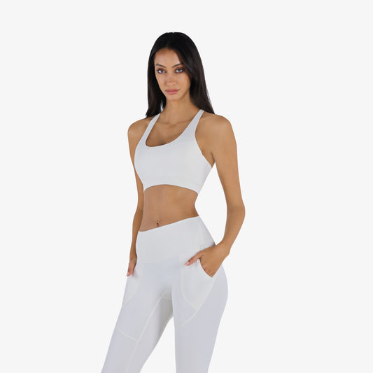 YesEco Women's Active Wear Set of Bra & Legging Pants White
