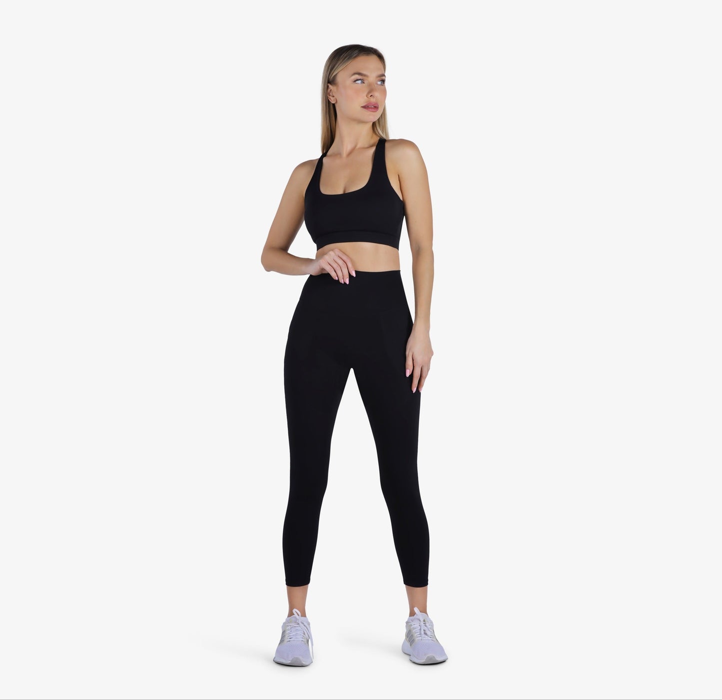 YesEco Women's Active Wear Set of Bra & Legging Pants Black