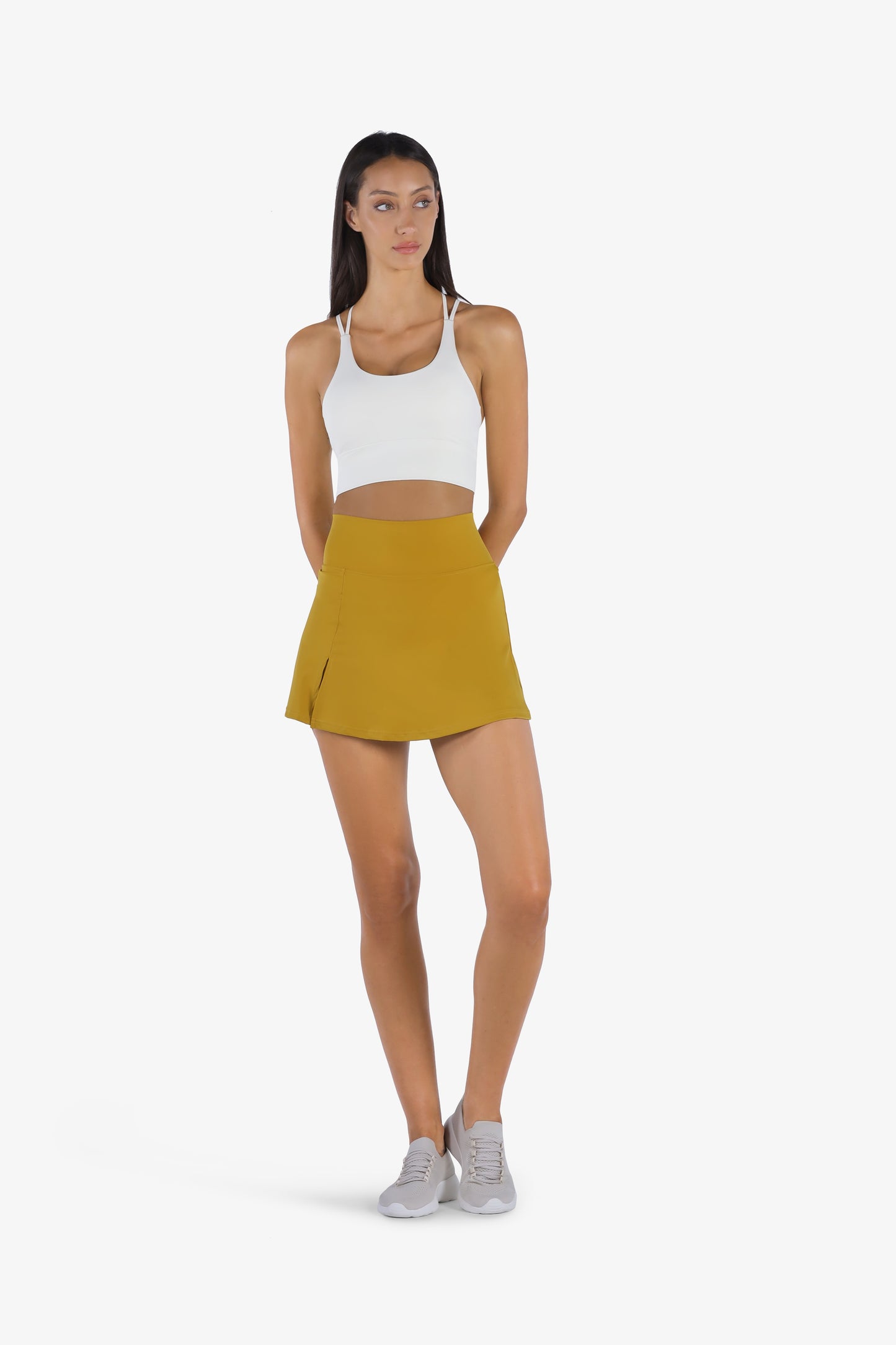 YesEco Women's Activewear Shorts Skirt Yellow