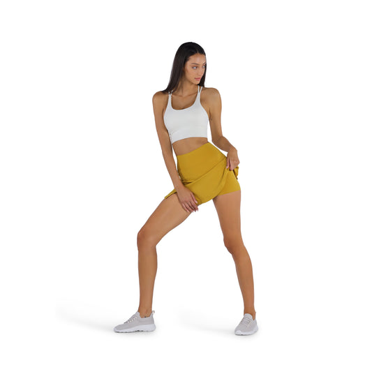 YesEco Women's Activewear Shorts Skirt Yellow