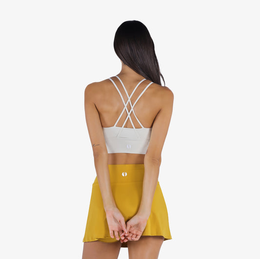 YesEco Women's Active Wear Criss Cross Bra White