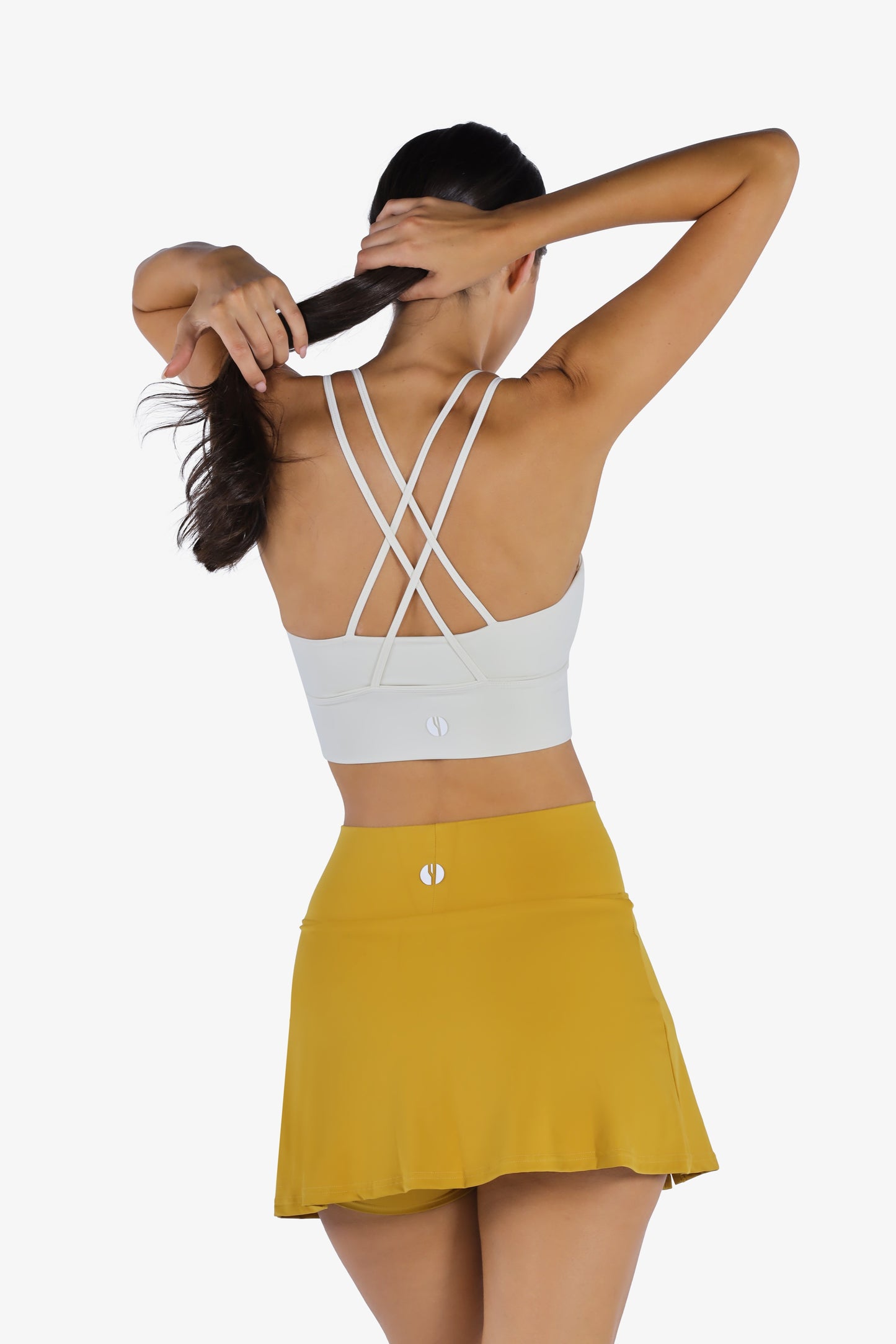 YesEco Women's Active Wear Criss Cross Bra White