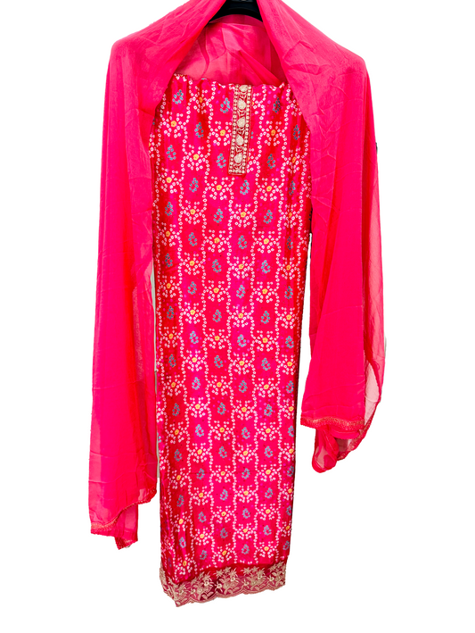 Chinnon Print Unstitched Suit Set - Red