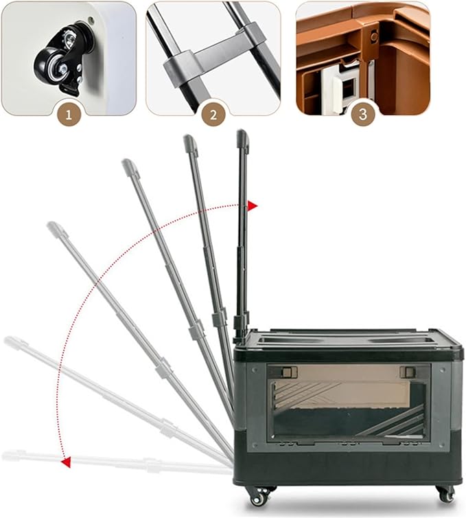 Collapsible Outdoor Camping Car Storage Box with Wheels & Pull Rod Handle