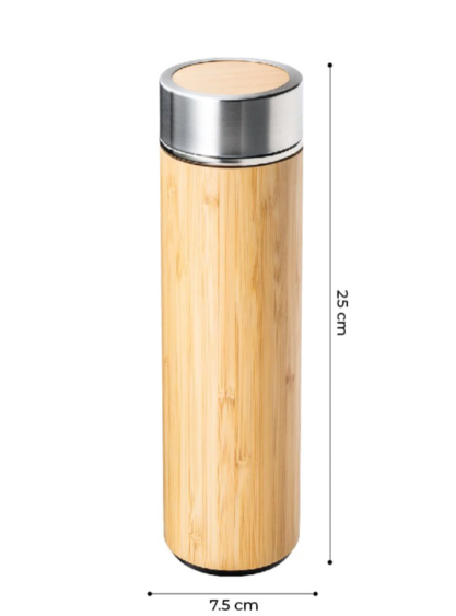 Double Wall Bamboo Vacuum Flask with Tea Infuser