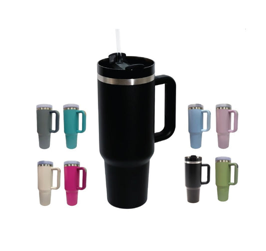 Insulated Stainless Steel Tumbler with Handle, Lid & Straw