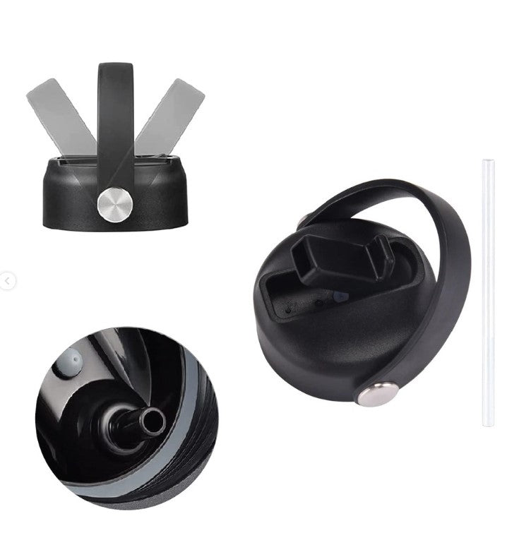 Insulated Stainless Steel Tumbler Bottle with Carry Handle & Straw