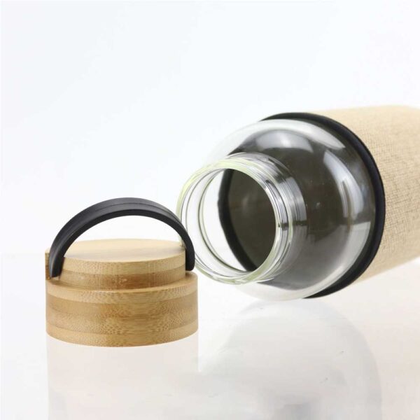 Glass Bottle with Eco-Sleeve and Bamboo Lid, 1000 ml