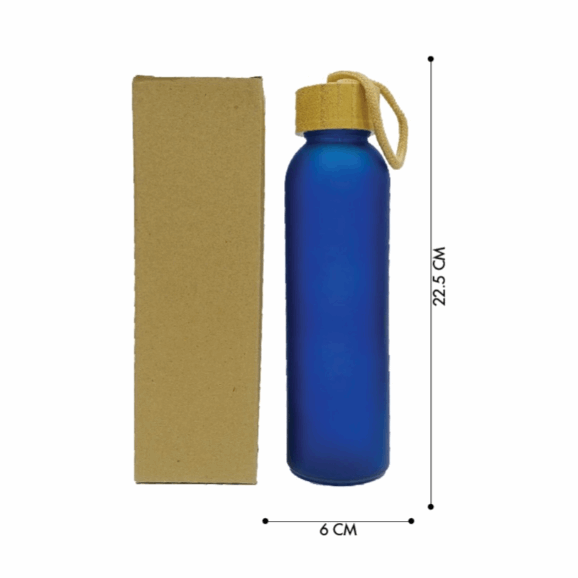 Frosted Glass Bottle with Bamboo Lid