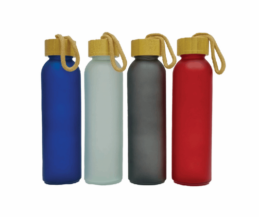 Frosted Glass Bottle with Bamboo Lid