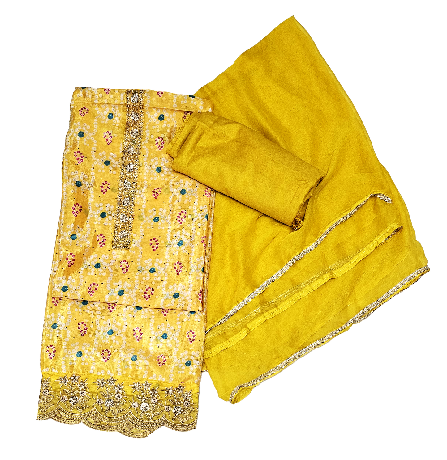 Chinnon Print Unstitched Suit Set - Yellow