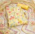 Organza Unstitched Suit Set - Yellow