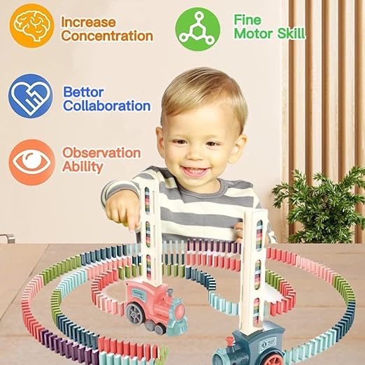 Domino Train Blocks Set - The Ultimate Auto Domino Stacking Block Set Toy
