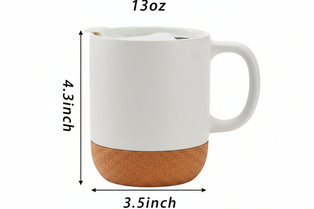 Custom Ceramic Mug with Cork Base and Lid