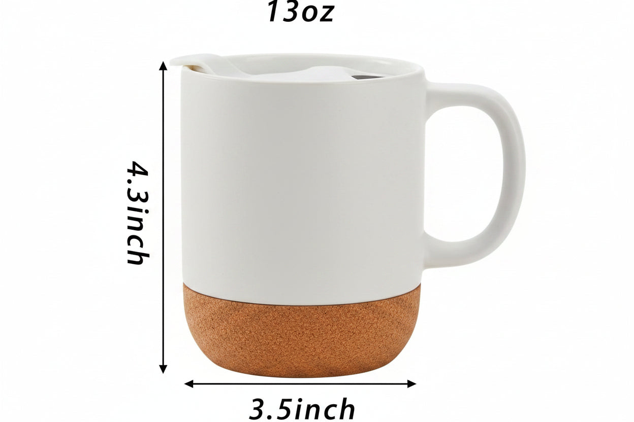 Custom Ceramic Mug with Cork Base and Lid