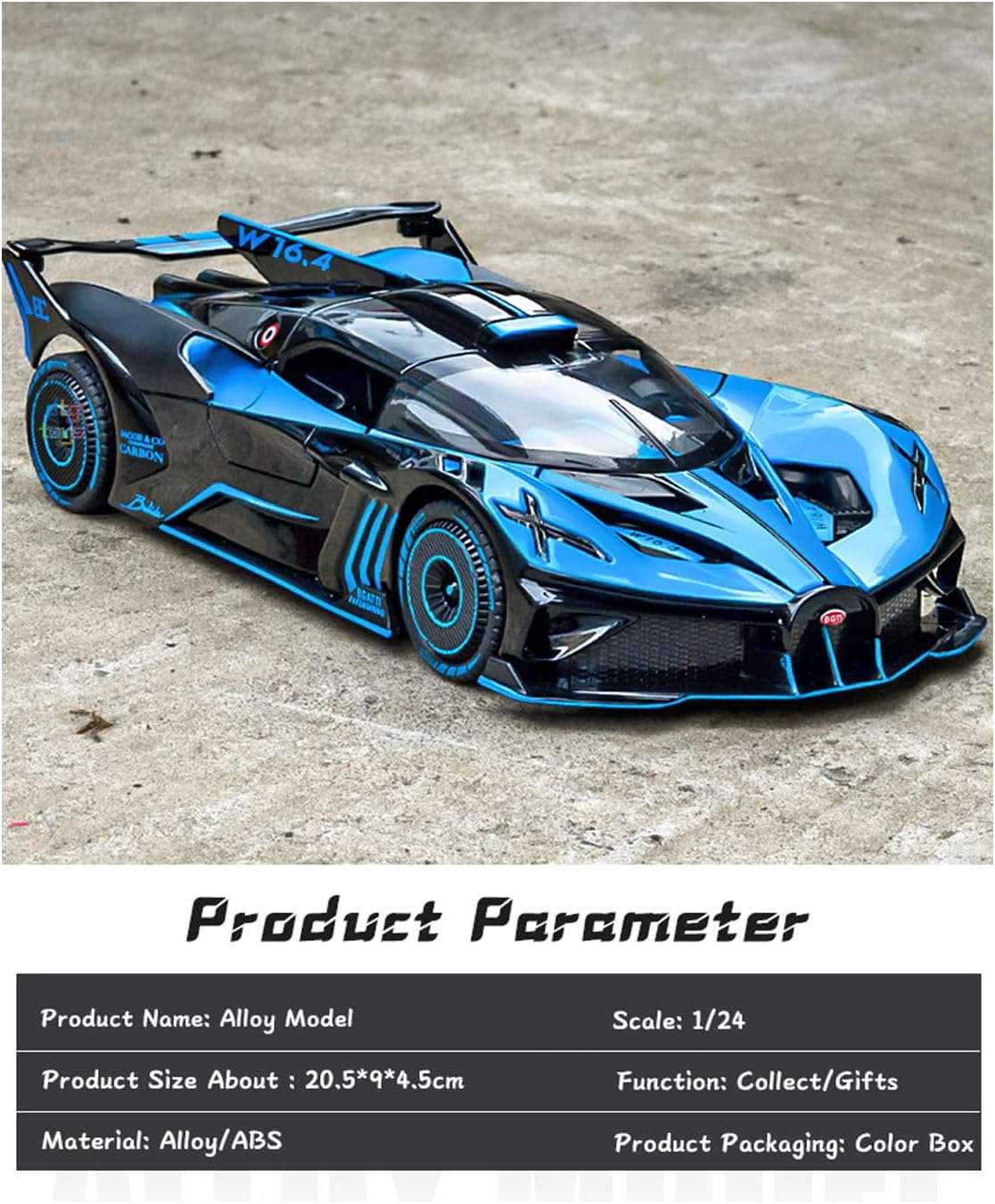 Bugatti Bolide Diecast Toy Car - Miniature Model for Kids