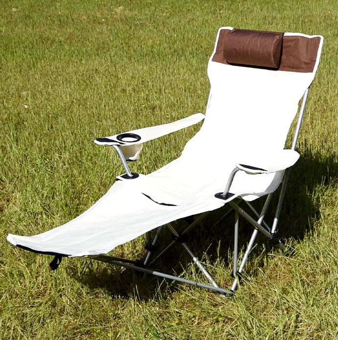 Foldable Camping Recliner Chair with Removable Footrest & Cup Holder