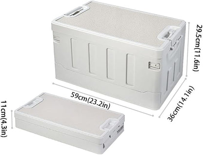 Collapsible Storage Box with Leather Panel