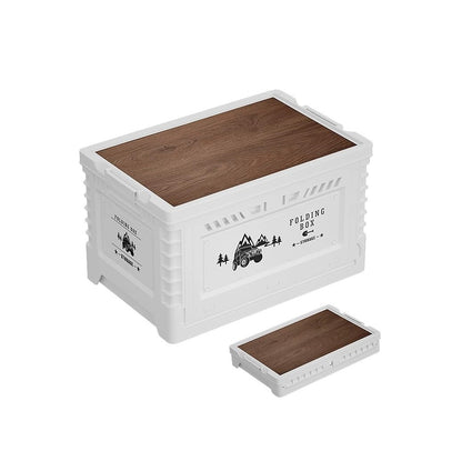 Collapsible Storage Container with Wooden Lid - Side Door Access