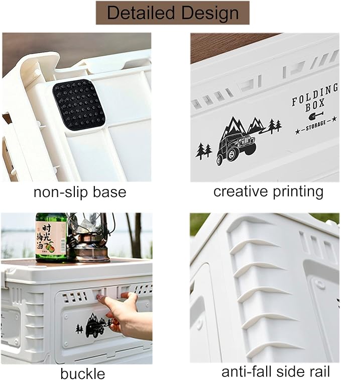 Collapsible Storage Container with Wooden Lid - Side Door Access