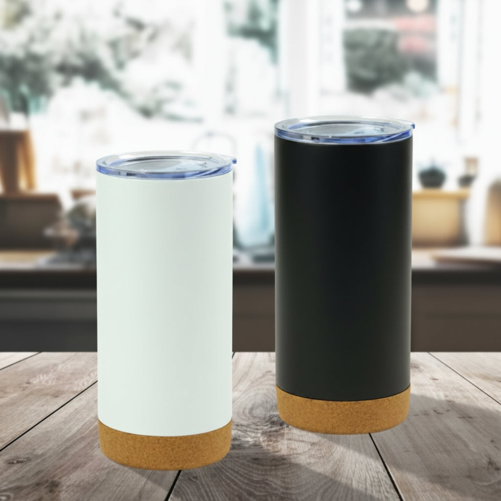Double Wall Travel Tumbler with Cork Base & Lid