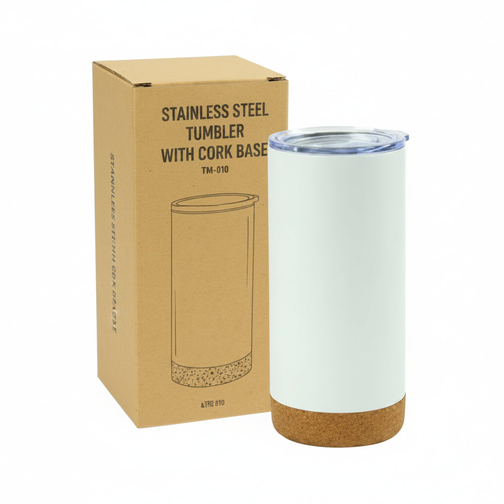 Double Wall Travel Tumbler with Cork Base & Lid