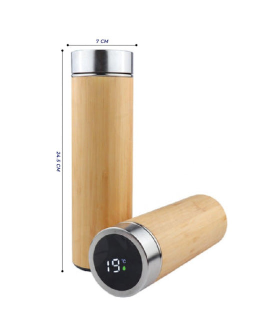Vacuum Bamboo Flask With Temperature Display Lid