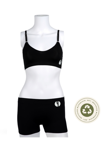 YesEco Women's Innerwear Bra & Boxer Set - Black