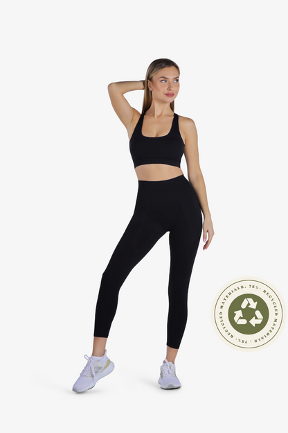 YesEco Women's Active Wear Set of Bra & Legging Pants Black