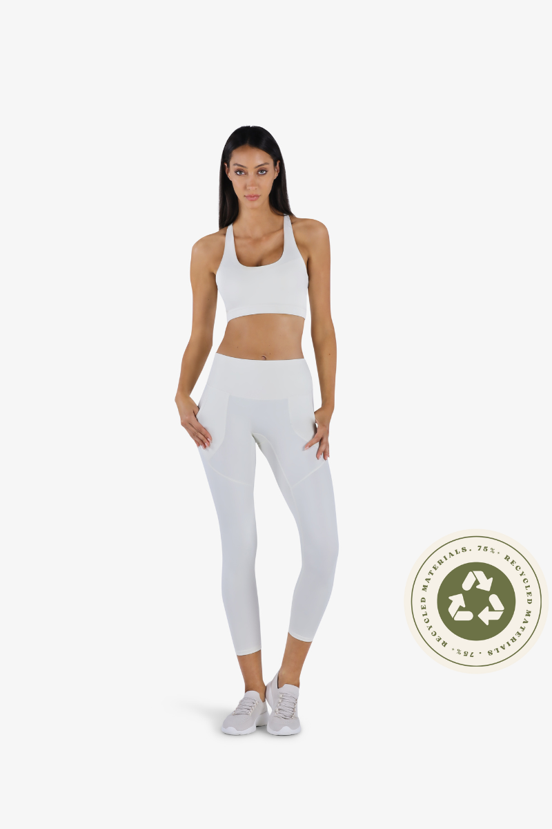 YesEco Women's Active Wear Set of Bra & Legging Pants White