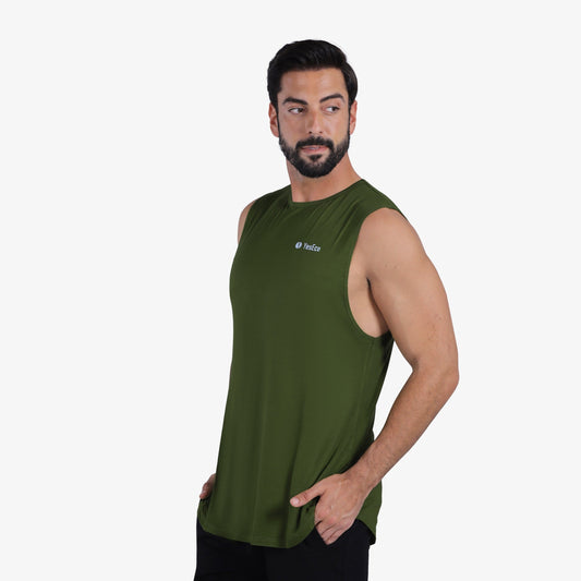 YesEco Men’s Olive Athleisure Tank Top – Ultra-Soft & Sustainable