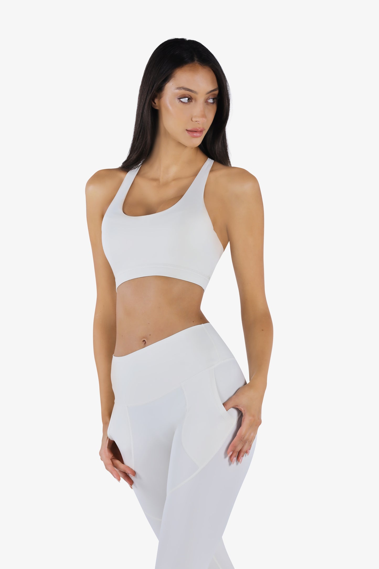 YesEco Women's Active Wear Set of Bra & Legging Pants White