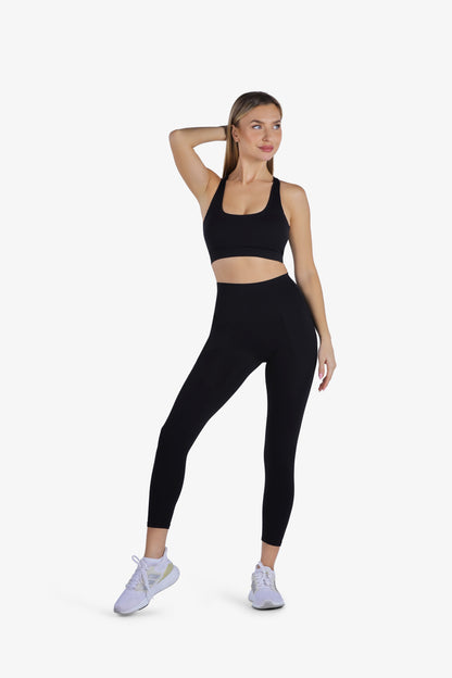 YesEco Women's Active Wear Set of Bra & Legging Pants Black