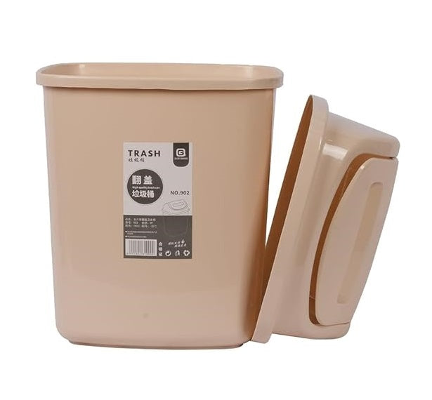 Plastic Trash Bin with Flip-Top Cover