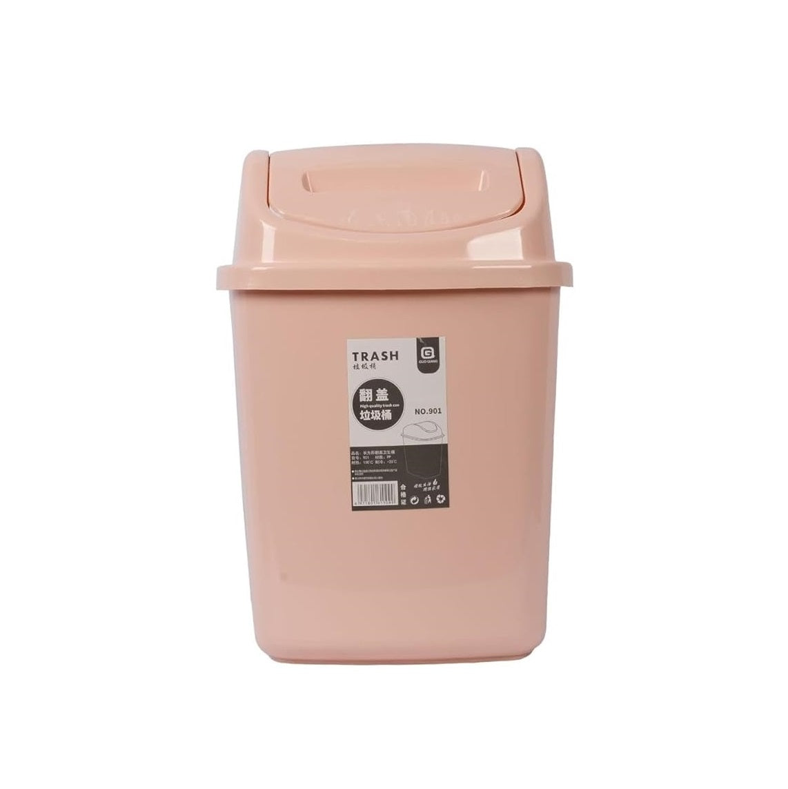Plastic Trash Bin with Flip-Top Cover